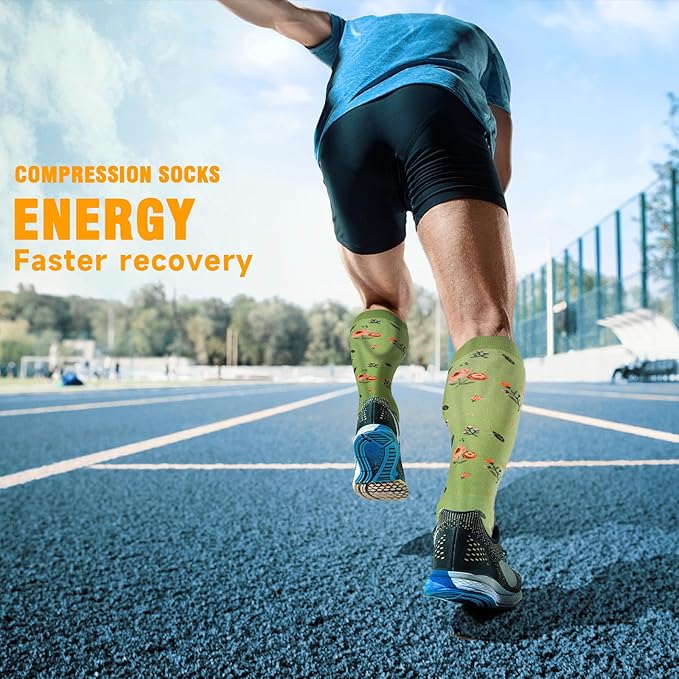 bropite Flora Compression Socks for Women & Men-Knee high 6 Pairs 20-30mmhg Support Running Nurse Travel