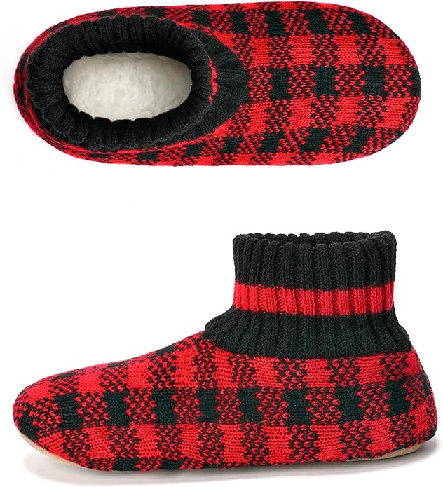 Cozylook Men's Slipper Socks with Grips, Fuzzy Indoor Slippers for Men, Soft Warm Winter Socks with Non-slip Soles