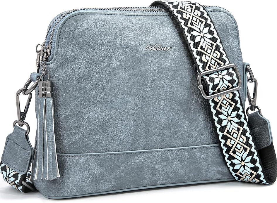 Women's Leather Crossbody Bags Anti Theft Purses RFID Blocking Handbags Trendy Travel Adjustable Strap Tassel