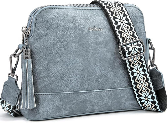 Women's Leather Crossbody Bags Anti Theft Purses RFID Blocking Handbags Trendy Travel Adjustable Strap Tassel