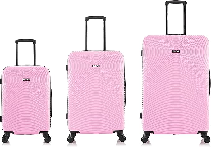 DUKAP INCEPTION Luggage with Spinner Wheels | Durable Lightweight Hardshell Suitcase,Travel Sets with Handle and Trolley | (20in, 24in, 28in) 3 Piece Luggage Set | Pink