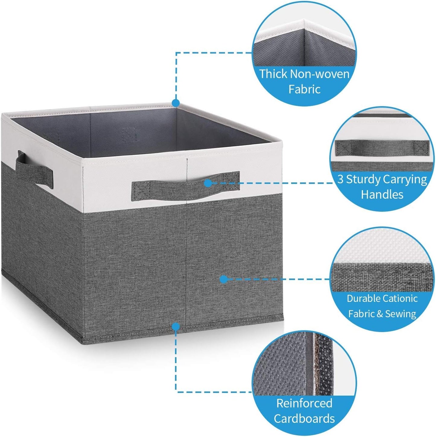 GhvyenntteS Large Closet Storage Bins with 3 Handles, 15x11x9.6 Inch Storage Baskets for Shelves, Foldable Fabric Storage Bins for Shelves, Closet Organizers and Storage Boxes 3 Pack