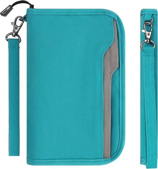 ZOPPEN Passport Holder Family RFID Passport Wallet, Passport Holder Women/Men, Travel Wallet Documents Organizer Zipper Case with Removable Wristlet Strap, Travel Essentials for Flying