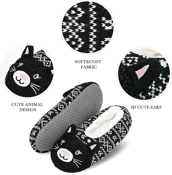 DICUIRD Womens Cute Animal Soft Sole Slipper Socks with Grippers-Fuzzy House Slippers