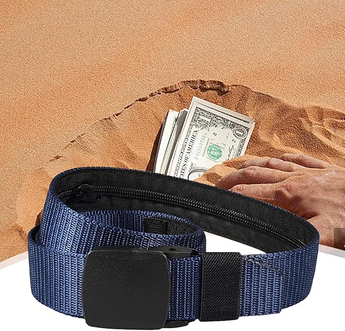 Money Waist Belt, Hidden Travel Pouch, Security Wallet with Blocking, Adjustable Strap for Documents Currency Tickets, Travel Gear, Anti Theft Belt for International Trips