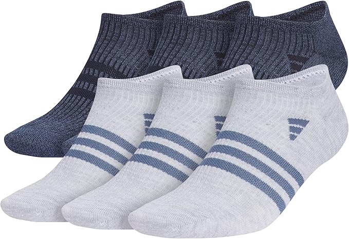 adidas Men's Superlite No Show Socks (6 Pairs) Lightweight & Breathable