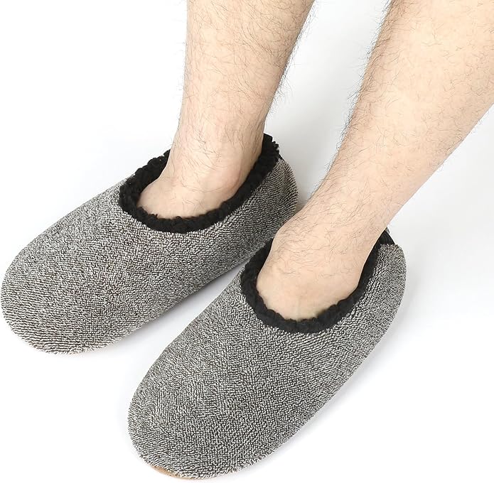 Keyela Mens Slipper Socks With Non Skid Bottoms, Warm Slipper Socks With Grippers For Men, Fuzzy House Slippers
