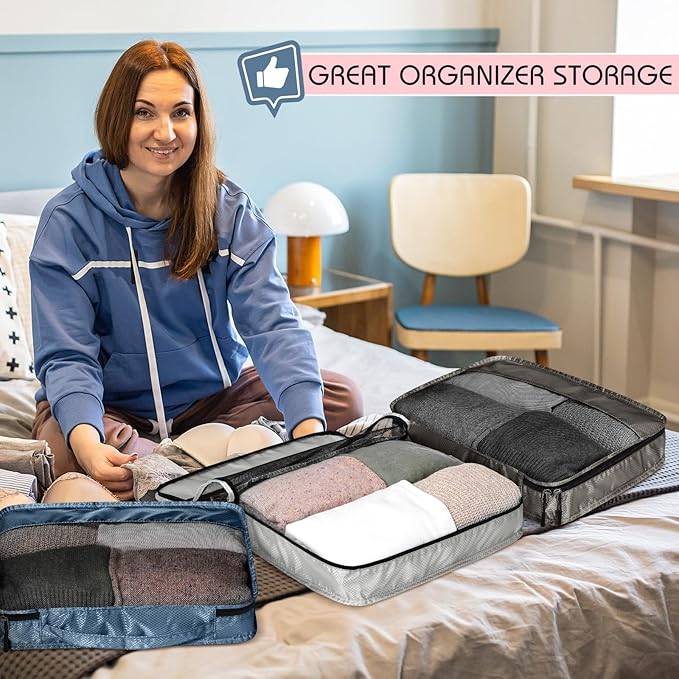 5 Pcs Packing Cubes for Suitcase Large Travel Cubes Carry on Luggage Organizer Bags for Clothes Accessories(S,Morandi)