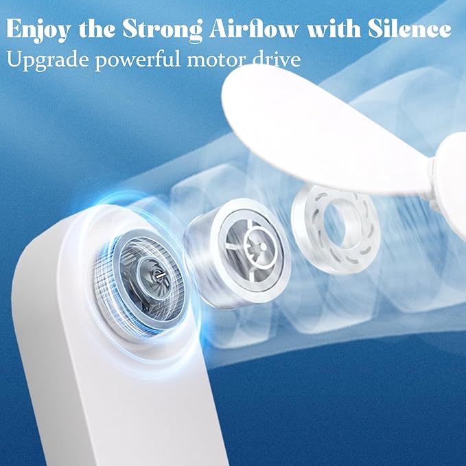 Portable Handheld Fan, 2 IN 1 Mini Hand Fan, Battery Operated [8-15 Working Hours], USB Rechargeable Personal Foldable Fan for Indoor, Small Pocket Fans Travel Essentials for Outdoor (White)