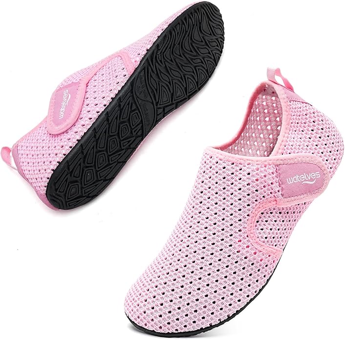 WateLves Water Shoes for Women Men Swim Beach Aqua Socks Quick Dry Barefoot House Slippers Travel Shoes with Adjustable Magic Tape for Pool Diving Boating Yoga Surf