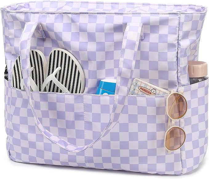 LEDAOU Large Beach Bag Women Waterproof Sandproof Zipper Beach Tote Pool Bag for Swim Gym Grocery Travel with Wet Pocket | Waterproof, Sandproof, Zipper, Pool, Gym, Grocery