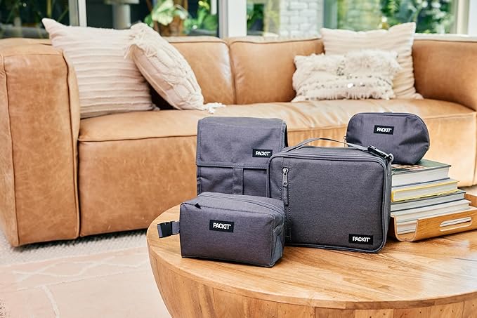 PackIt Freezable Lunch Bag, Gray Fog, Built with EcoFreeze Technology, Foldable, Reusable, Zip and Fold Closure with Buckle Handle, Designed for Work Lunches and Fresh Lunch On the Go