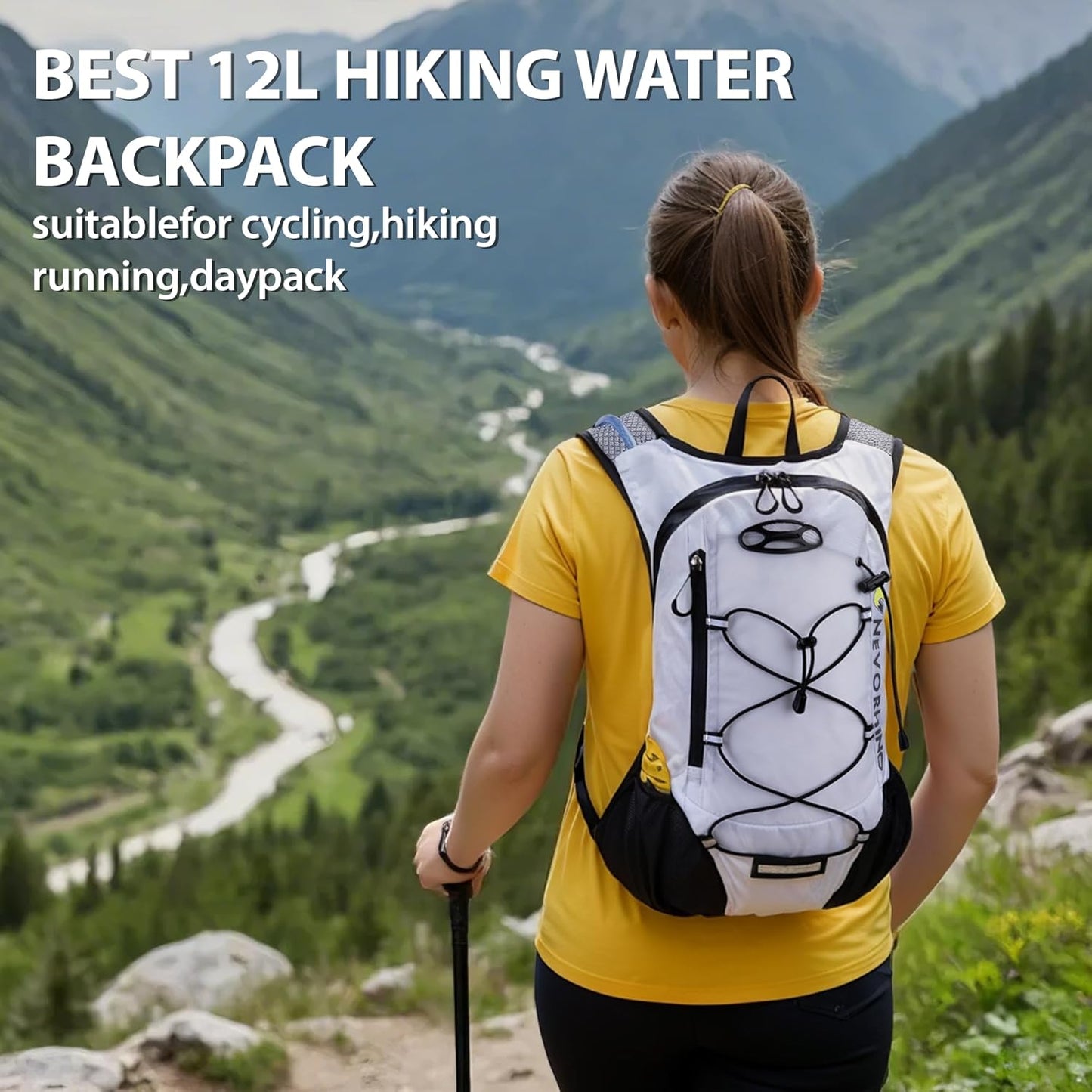 Lightweight Hydration Backpack, Running Backpack with 2L Water Bladder, Hydro Water Daypack for Cycling Hiking Rave for Men Women
