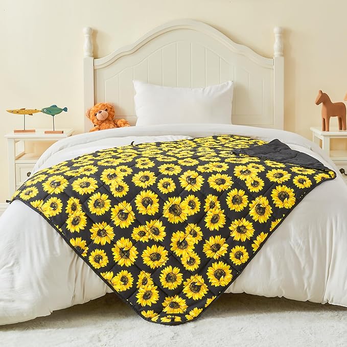 yescool Weighted Blanket 7 Pounds Cooling Weighted Lap Blanket, Sunflower Heavy Blanket for Sleeping, Breathable Weighted Throw Blanket Gifts for 60-80lbs, 40"x60"