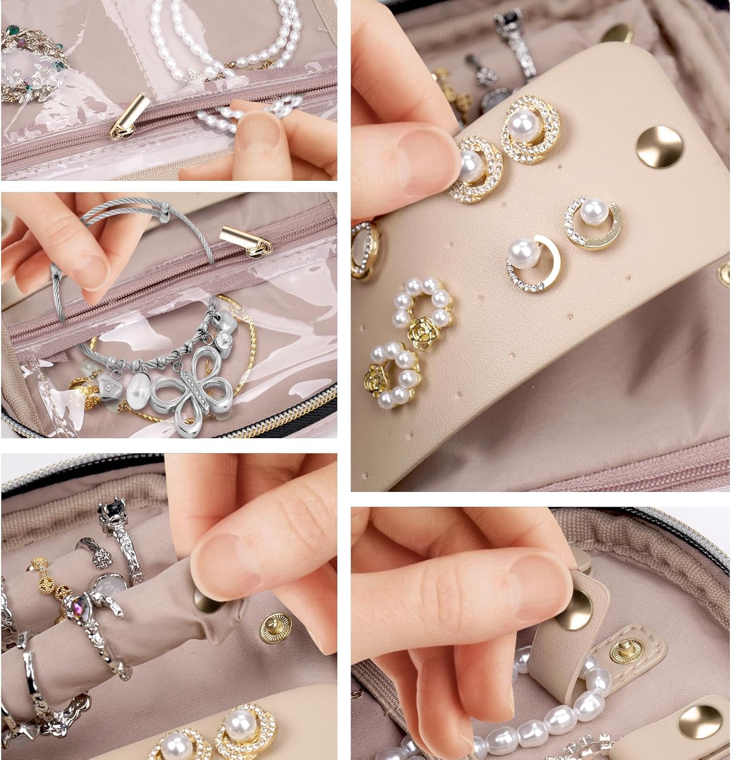 Jewelry Travel Case Organizer for Necklaces, Earrings, Rings, Bracelet, Watch, Soft Sided, Blue