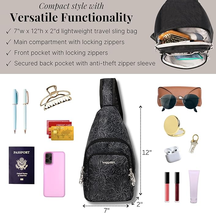Baggallini womens Securtex Anti-theft Daytripper Sling