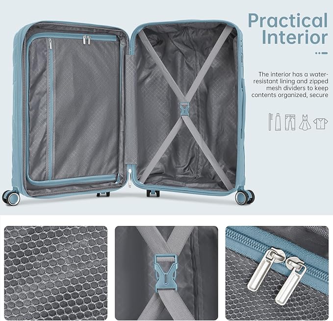Carry On Luggage 22x14x9 Airline Approved, 20 Inch Expandable Hardshell Luggage Carry-on Suitcases with Spinner Wheels, Carry On Suitcase Set for Women (BLUE)