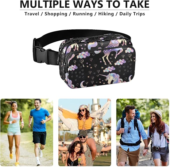 Gradient Unicorns Fanny Pack for Women Men Water Resistant Fashion Waist Packs with Adjustable Strap Belt Bag for Travel Workout Jogging Hiking 21219338