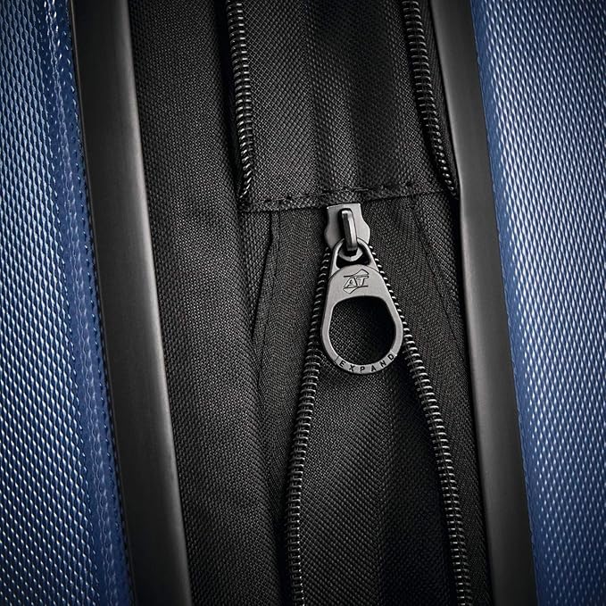 American Tourister Moonlight Hardside Expandable Luggage with Spinner Wheels, Navy, Checked-Medium 24-Inch