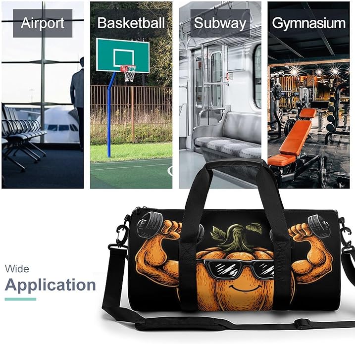 Power Pumpkin Weightlifting Mens Gym Bag for Women Sports Duffle Weekender Bags Travel Handbag Carry On