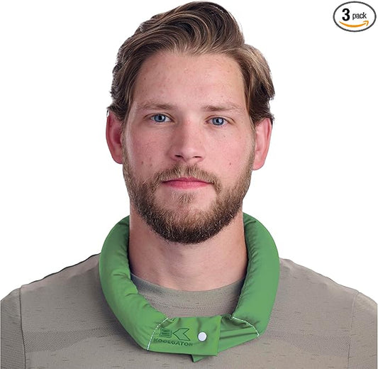 KOOLGATOR Evaporative Cooling Neck Wrap – Reusable Neck Cooler with Long Lasting Relief During Hot Weather Activities, Sports, & Outdoor Work, Lime Green, 3 Pack