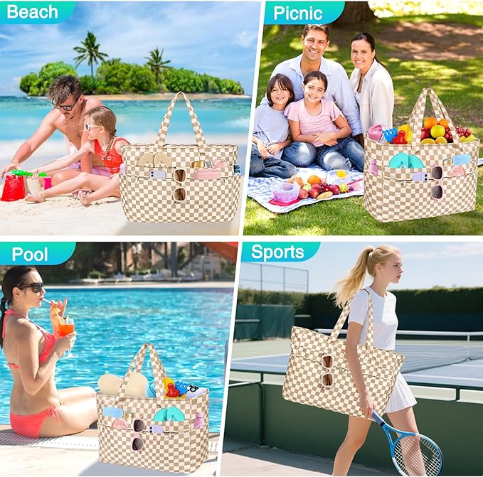 HUANLANG Extra Large Beach Bag Waterproof Beach Totes Bags for Women Men,Pool Bag with Zipper Wet Pocket
