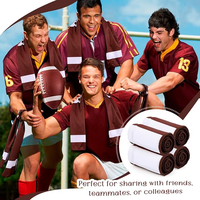 YLOLUL 4 Pcs Football Towels Soccer Chilly Towel for Neck and Face 40"x12" Cooling Ice Towel with Bags for Baseball Basketball Sport Team Gift Party Favors