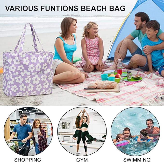 Bluboon Beach Bags for Women, Large Waterproof Tote Bag With Wet Compartment for Pool Weekender Travel Gym