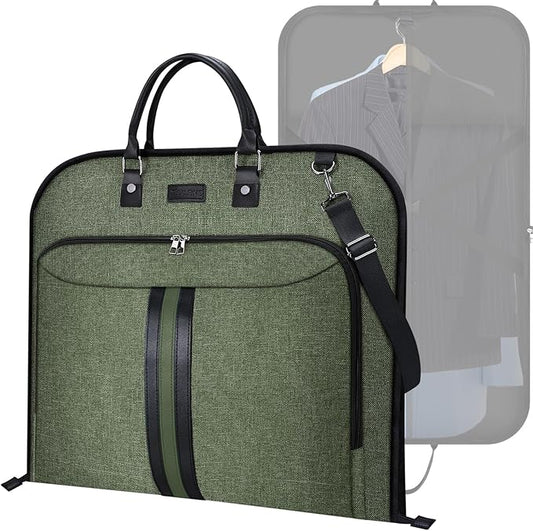 BALEINE Travel Garment Bag, Travel Suit Bag for Men, 42'' Waterproof Carry on Garment Bag for Hanging Clothes, Garment Duffel Bag for Travel Business (Green)