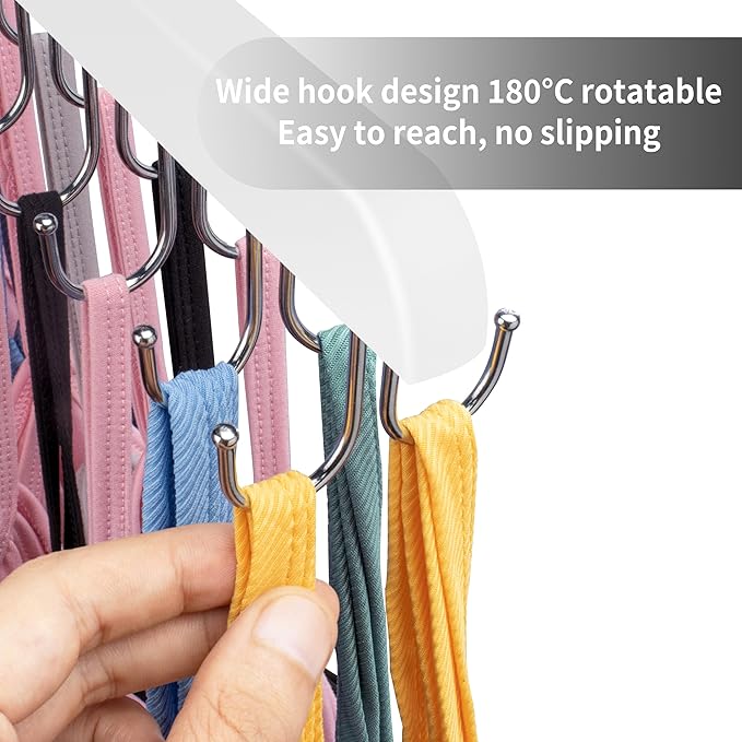 Bra Hangers for Closet Organizer,Tank Top Hanger with 20 Hooks,Space Saving Wooden Adjustable Hangers,Closet Organizers and Storage Suitable for Dorm,Apartments (1, White)