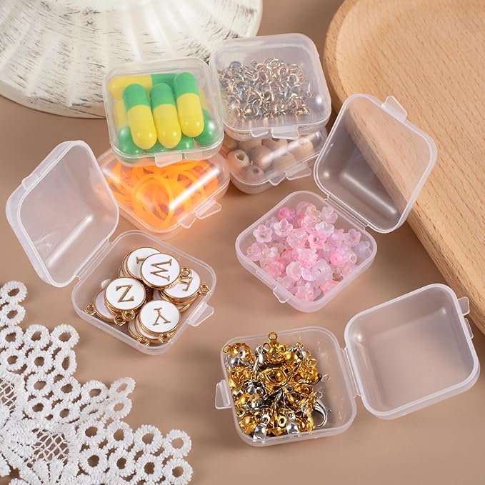 12pcs Clear Plastic Ear Plug Cases, 1.8cm Thicken Mini Jewelry Storage Cases, Small Portable Square Storage Box Organizer for Storing Bead Jewelry Necklace Bracelet