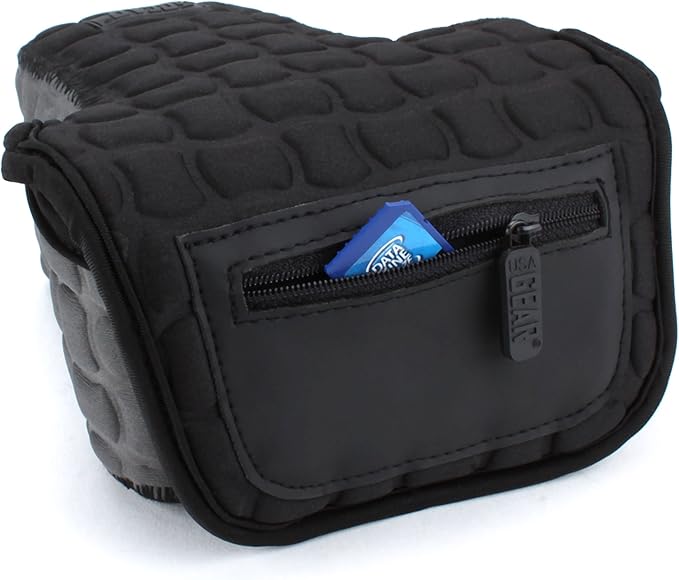USA Gear Camera Sleeve (Medium) for Compact SLRs Compatible with Canon EOS R100 Nikon Z30 Sony ZV-E10, and more - Padded Neoprene DSLR Case with Zipper Accessory Pocket & Belt Loop (Deluxe Gray)