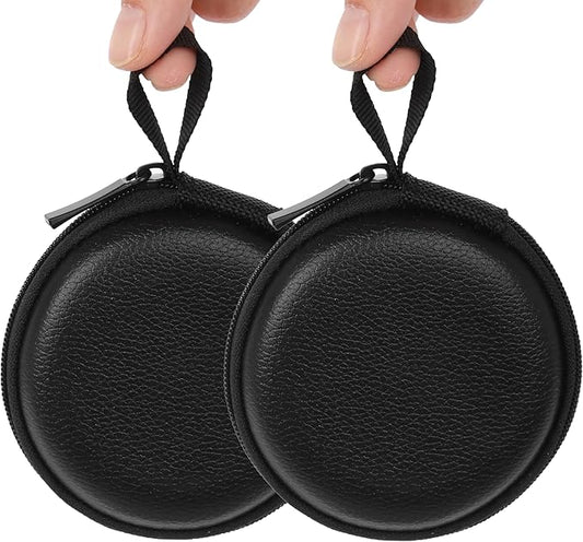 Ginsco Mini-Portable Hard Shell Earbuds Case for Apple EarPods Headphones USB-C Wired Ear Buds/Samsung Galaxy Wired Earbuds, Travel Case for Earphones Earplugs (2, Black-Lichee)