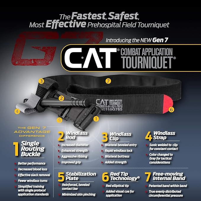 EVERLIT Emergency Trauma Kit, CAT GEN-7 Tourniquet 36" Splint, Military Combat Tactical IFAK for First Aid Response, Critical Wounds, Severe Bleeding Control (Black Camo)