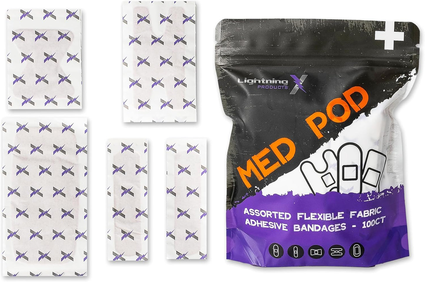 Lightning X EMS/EMT Premium Medical Gauze Bandage Refill Kit for First Responder First Aid Kit + 30 Assorted Fabric Adhesive Bandages