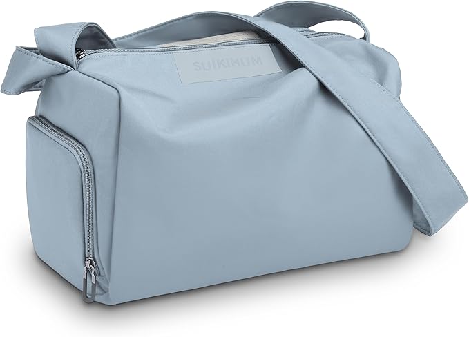 Women's Mini Gym Bag Crossbody, Everyday Sling Duffel with Shoe Compartment & Wet Pocket, Water-Resistant Travel Bag, Dusty Blue