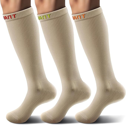 BULLIANT Compression Socks 3Pairs-15-20mmHg Circulation Support Men Women Hiking Sports Recovery-Upgraded Wicking Tech