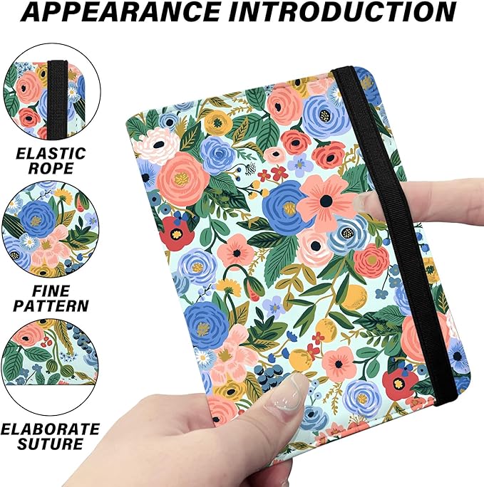 Cute Passport Holder and Holder Combo Passport Cover with RFID Blocking Women Men Compatible Wallet Credit Card Protector(Color Flowers,Floral)