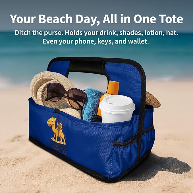Reusable Drink Carrier with Handle, Foldable 6 Cup Drink Holder Carrier for Delivery, Coffee Cup Carrier, Portable Cup Holder Bag for Drinks, to Go Beverage Drink Organizer (Navy Blue)