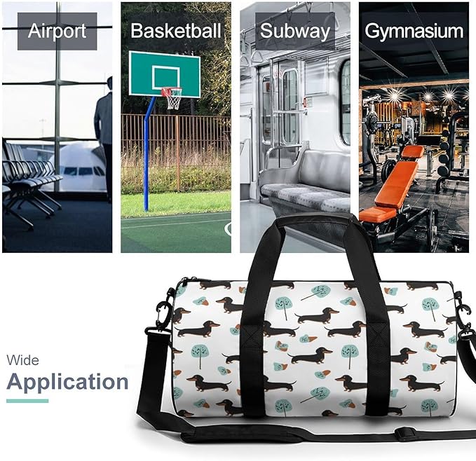 Travel Duffle Bag Dachshund Weiner Dog Pet Dogs Carry On Weekender Bags Workout Lightweight Duffel Bags for Men and Women