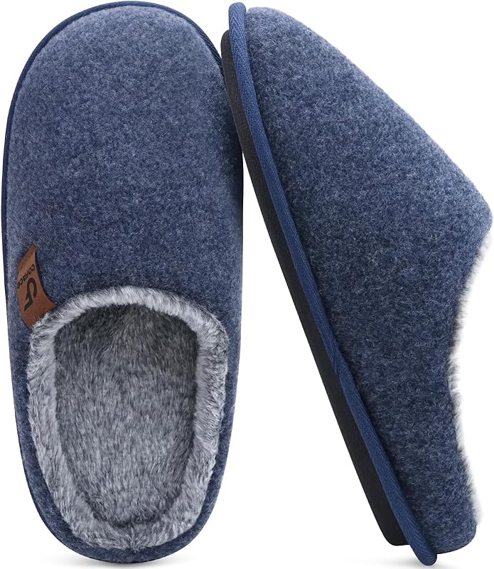 COFACE Mens Cozy Memory Foam Scuff Slippers Casual Slip On Warm House Shoes Indoor/Outdoor Sandal Slippers With Arch Support Rubber Sole Size 7-15