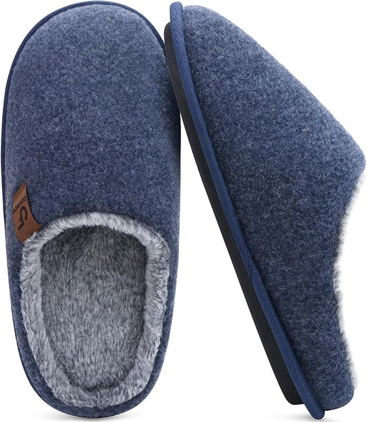 COFACE Mens Cozy Memory Foam Scuff Slippers Casual Slip On Warm House Shoes Indoor/Outdoor Sandal Slippers With Arch Support Rubber Sole Size 7-15