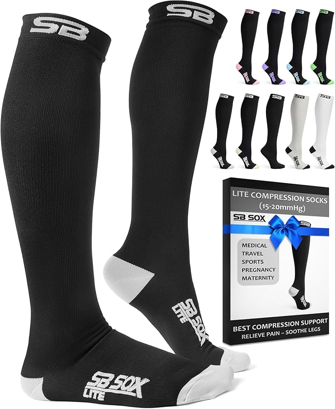 SB SOX Lite Compression Socks for Men & Women (15-20mmHg) – Best Compression Socks for Travel, Sports, and Daily Wear - XXL Sizes too!