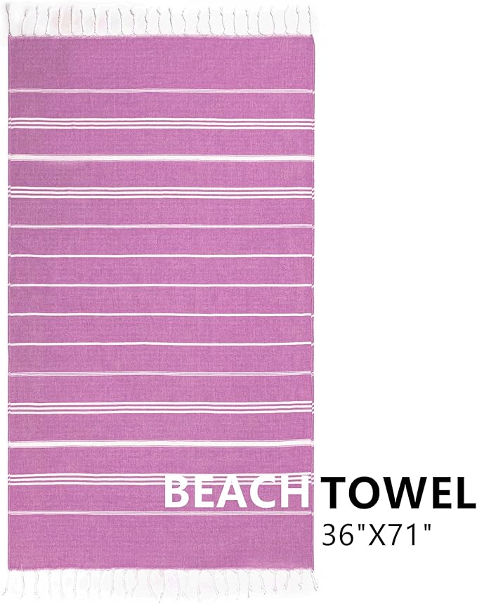 Turkish Beach Towel, 36"x71" Quick Dry Sand Free Oversized Bath Pool Swim Towel, Lightweight Travel Turkish Towels Vacation Essentials, Rose red