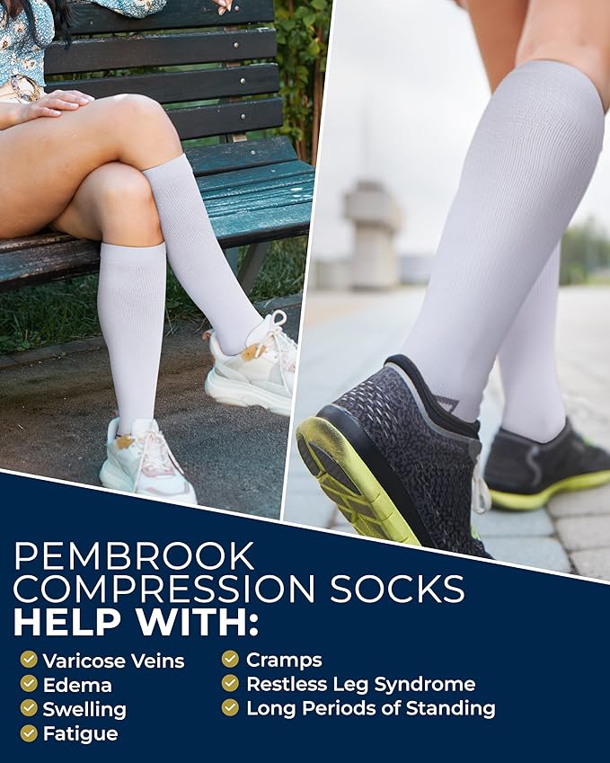Pembrook Plus Size Compression Socks for Women Wide Calf - 3 Pairs, 20-30mmHg Extra Wide Calf Compression Socks, Up to 4XL