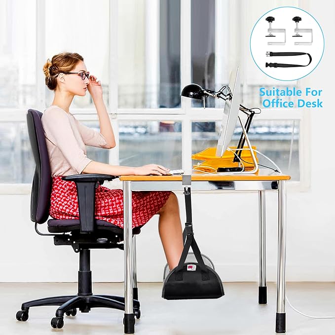 2-in-1 Foot Hammock with Premium Memory Foam – Travel Leg Rest for Long Flights | Portable Airplane & Desk Footrest