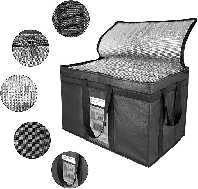 Yalin XXXL Large Insulated Cooler Bag, Styrofoam Cooler of Keep Food Hot or Cold, Reusable Double Zipper Food Delivery Bag for Grocery Shopping, 23" W x 15" H x 14" D