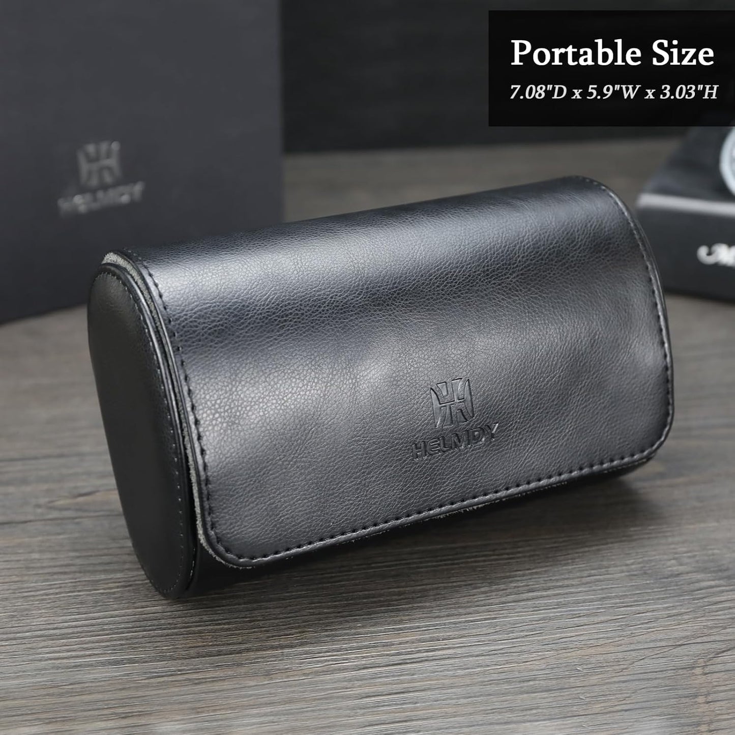 Travel Watch Case - Two Watch Roll Storage Box Organizer for Men's Women's Wristwatches & Smart Watches up to 50mm (Black / 2 Slot)