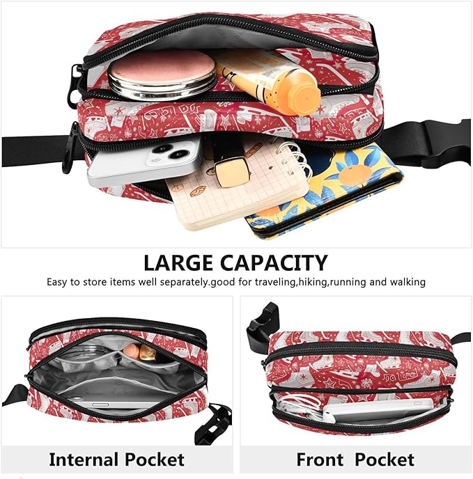 Ice Skates Fanny Pack for Women Men Water Resistant Fashion Waist Packs with Adjustable Strap Belt Bag for Travel Workout Jogging Hiking 21220340