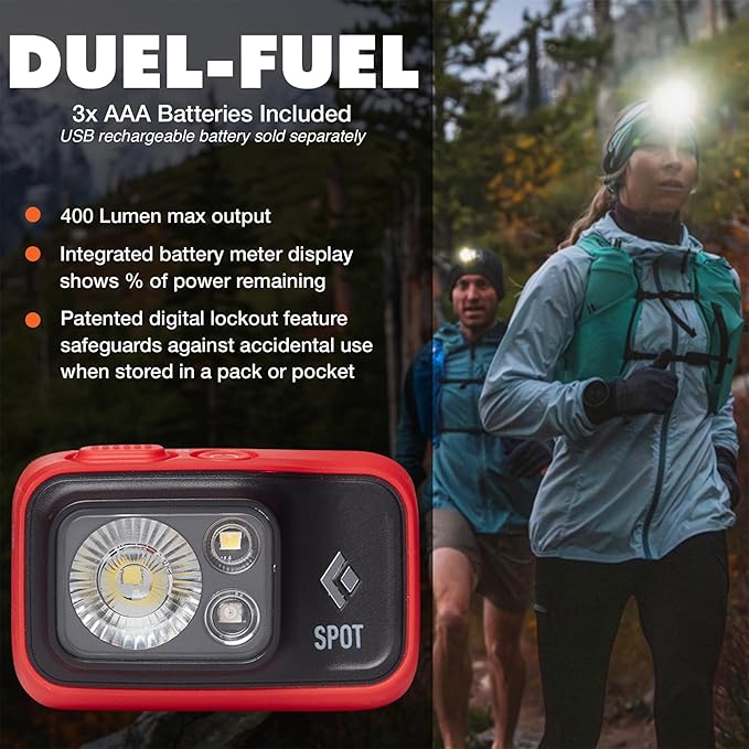 BLACK DIAMOND Spot 400 Headlamp | 400 Lumens Brightness, Dimmable | Waterproof & Durable | 3X AAA Battery Operated (Included) | Octane